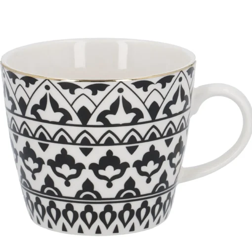 Becher China, Orient, Schwarz/weiß, 300 Ml, Goldrand