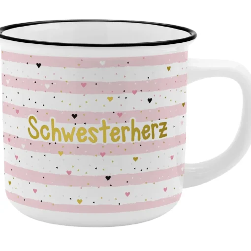 Becher Emaille-Optik, Schwesterherz, 350 Ml