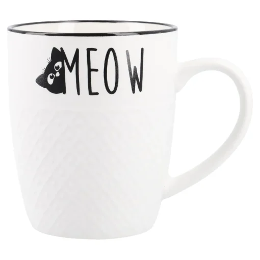Becher Katzenrelief, Katzen/Schrift, 380 Ml