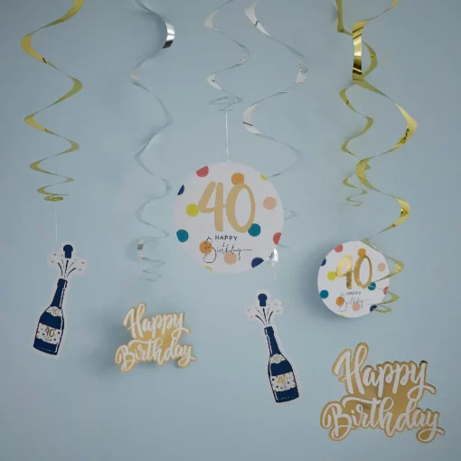 Deko-Spiralen Geburtstag, 40, 6 Stück