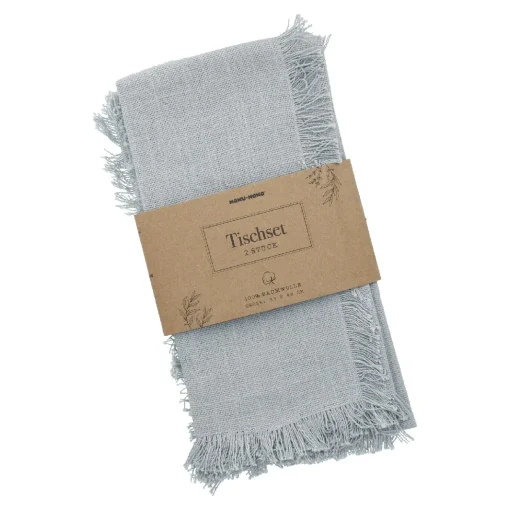 2er Set Platzset Fransen, Blau, 33 X 48 Cm