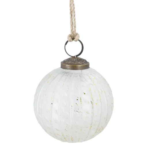 Glaskugel Zopf, Creme/gold, 7 Cm
