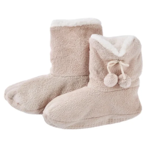 Hausschuhe Bootie, Uni/beige, Größe 40-42