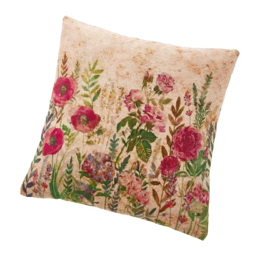 Kissen Blumen, Beige/rot, 45 Cm