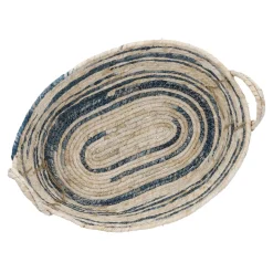 Korb Streifen, Oval, Blau/natur, 42 Cm