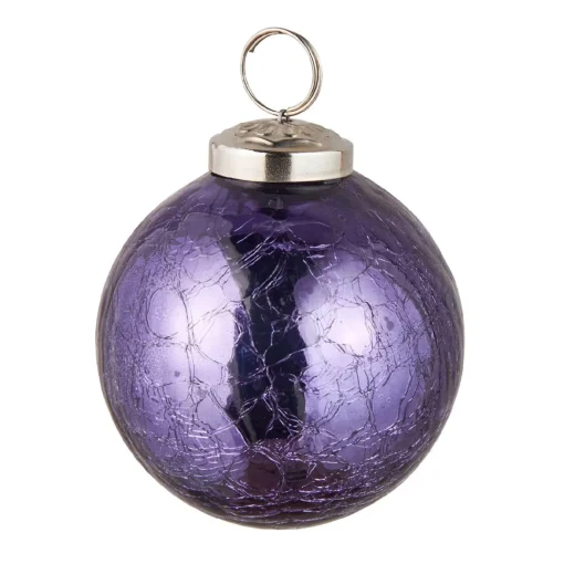 Kugel Craquele, Glatt/lila, 7.5 Cm