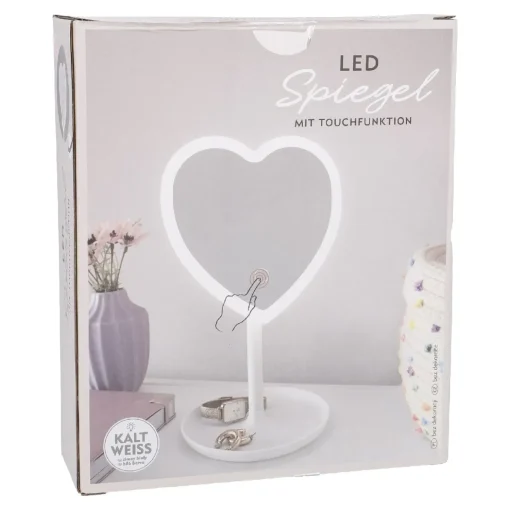LED-Spiegel Form, Herz/weiß, 26 Cm