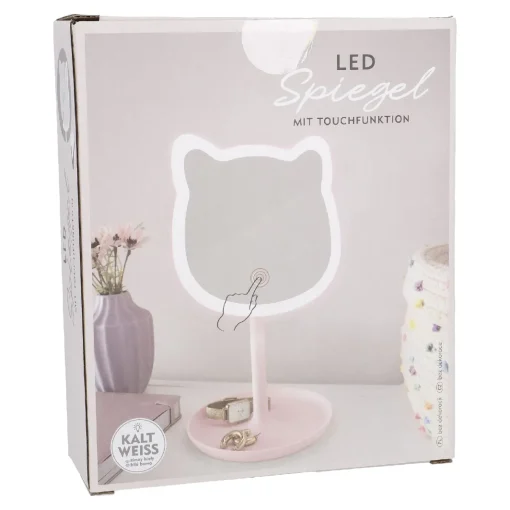 LED-Spiegel Form, Katze/rosa, 26 Cm