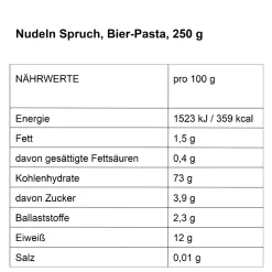 Nudeln Spruch, Bier-Pasta, 250 G