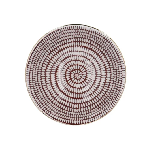 Schale China, Groß, Bordeaux/weiß, Stäbchen/Kreis