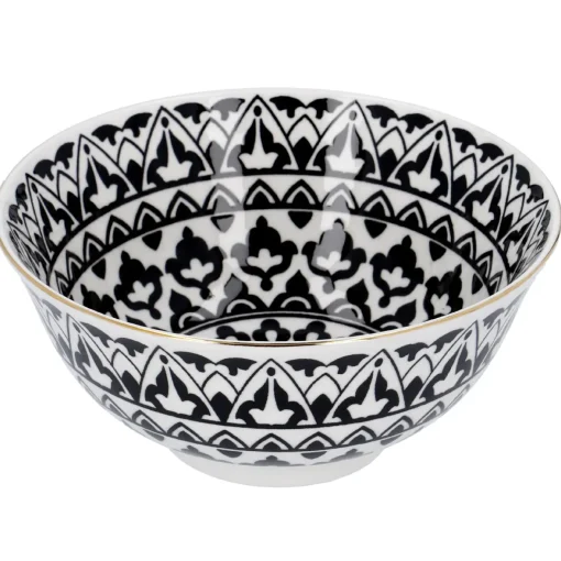 Schale China, Groß, Schwarz/weiß, Orient