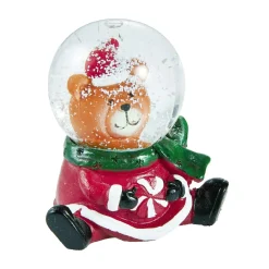Schneekugel Figur Mit Mütze, Bär, 4.5 X 7.5 Cm