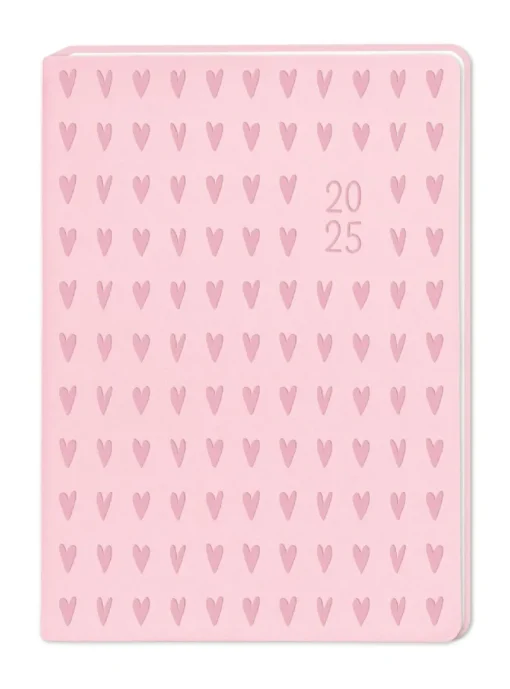Terminplaner Lederlook, 2025, Rosa
