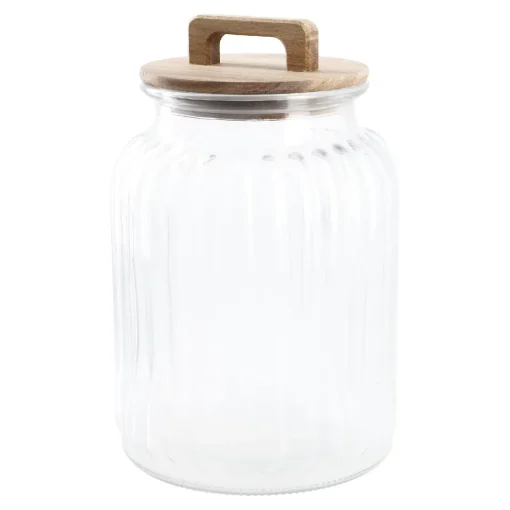 Vorratsglas Rille Mit Holzdeckel, 2.2 Liter